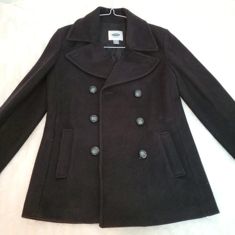 Women Black Wool Peacoat